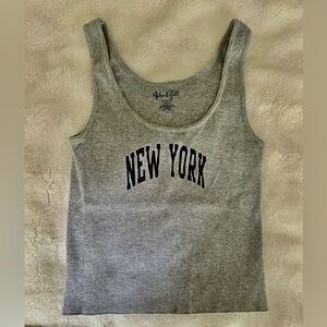 Ribbed Brandy Melville New York Scoop Tank Top - Gray